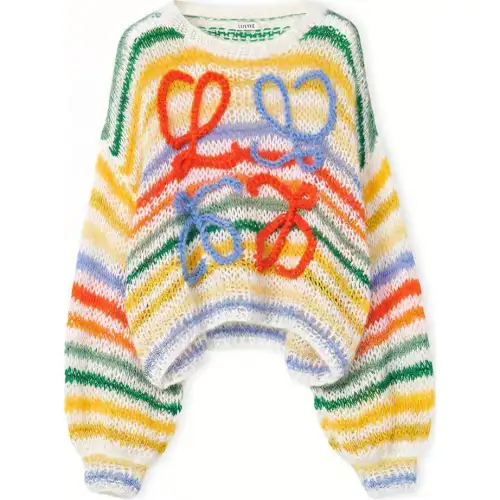 LOEWE Stripe Mohair Sweater 'White/Multicolor'