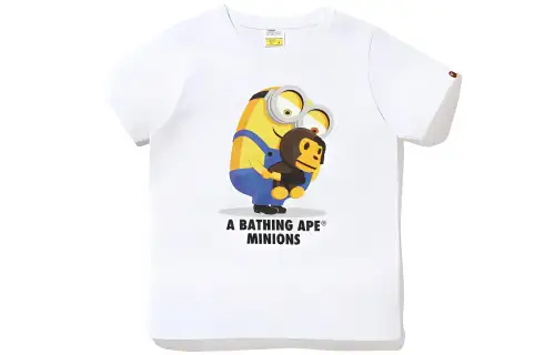 A BATHING APE X MINIONS Bape® X Minions T Shirts Women's Crew Neck Moderate Straight Fit
