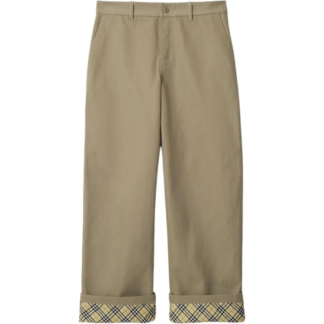 Burberry Logo Embroidered Turn-Up Hem Trousers