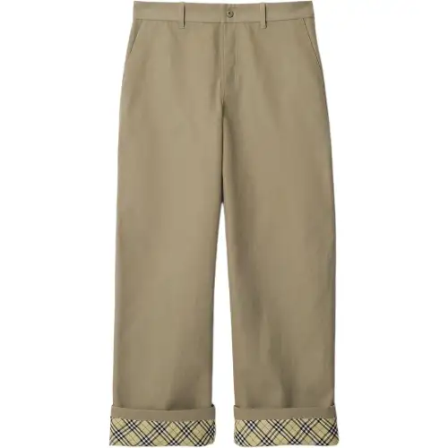 Burberry Logo Embroidered Turn-Up Hem Trousers