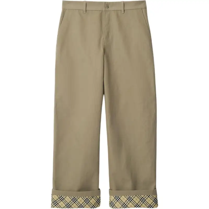 Burberry Logo Embroidered Turn-Up Hem Trousers