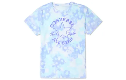 Converse T Shirts Women's Blue Crew Neck Moderate Straight Fit
