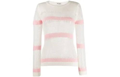 MIU MIU Sweaters Women's White Crew Neck Moderate Other