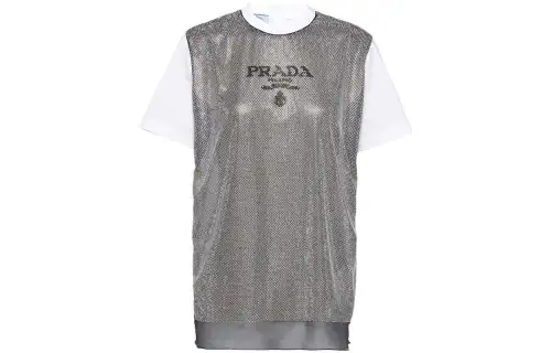 PRADA T Shirts Women's White Crew Neck Moderate Straight Fit