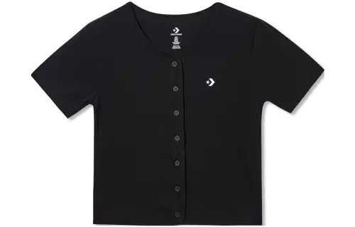 Converse T Shirts Women's Black V Neck Moderate Straight Fit