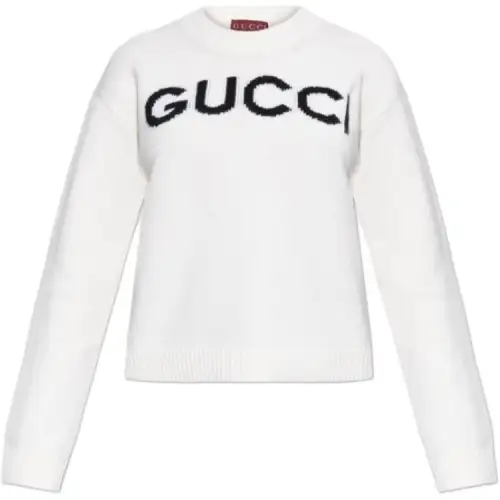 GUCCI Logo Intarsia Knit Crewneck Jumper