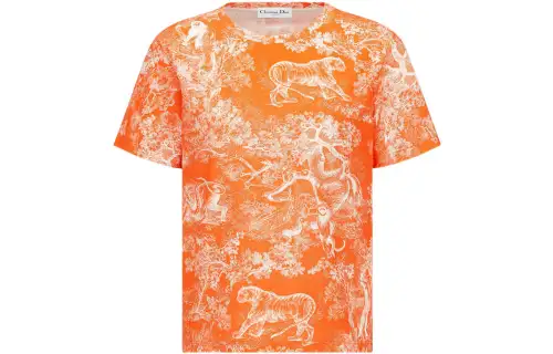 DIOR Quarterly New Products T Shirts Women's Orange Crew Neck Moderate Straight Fit