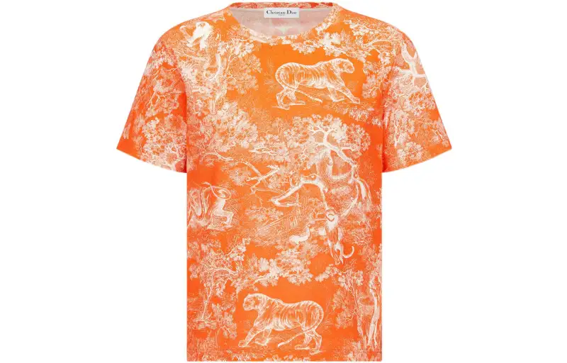 DIOR Quarterly New Products T Shirts Women's Orange Crew Neck Moderate Straight Fit