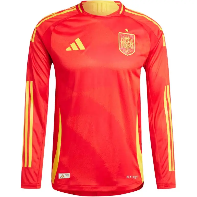 Adidas Spain National Team SPAIN 24 LONG SLEEVE HOME AUTHENTIC JERSEY Soccer Jersey Men's Red