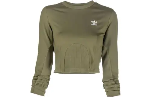 Adidas Originals T Shirts Women's Green Crew Neck Moderate Straight Fit