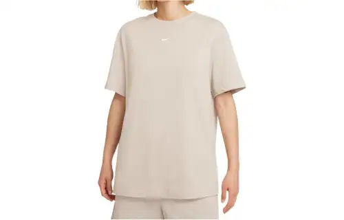 Nike Sportswear Essentials Series Solid Color Logo Running Training Sports Breathable Round Neck Short Sleeve T-Shirt Women's Khaki