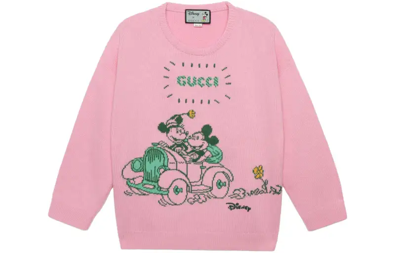 GUCCI X Disney Sweaters Women's Pink Crew Neck Moderate A Line