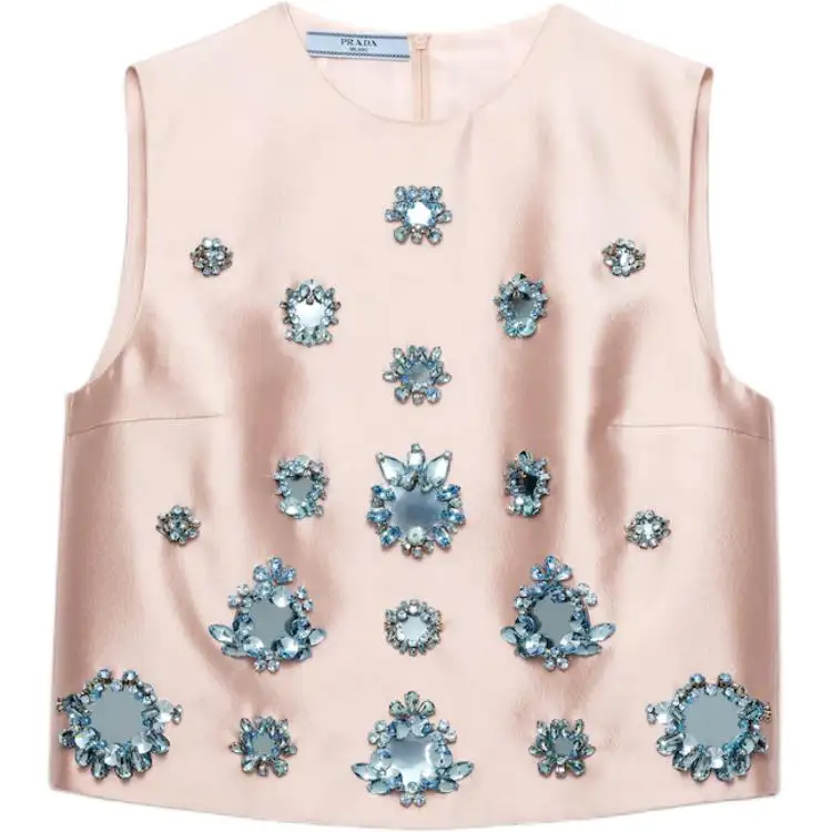 PRADA Tank Tops Women's Pink Crew Neck Moderate Other