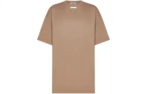 PRADA T Shirts Women's Khaki Crew Neck Moderate Straight Fit