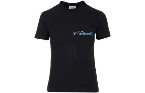 Vetements T Shirts Women's Black Crew Neck Moderate Straight Fit