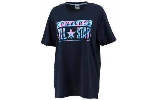 Converse T Shirts Women's Blue Crew Neck Moderate Straight Fit