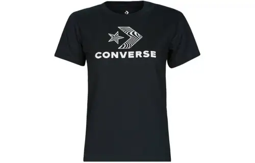 Converse T Shirts Women's Black Crew Neck Moderate Straight Fit
