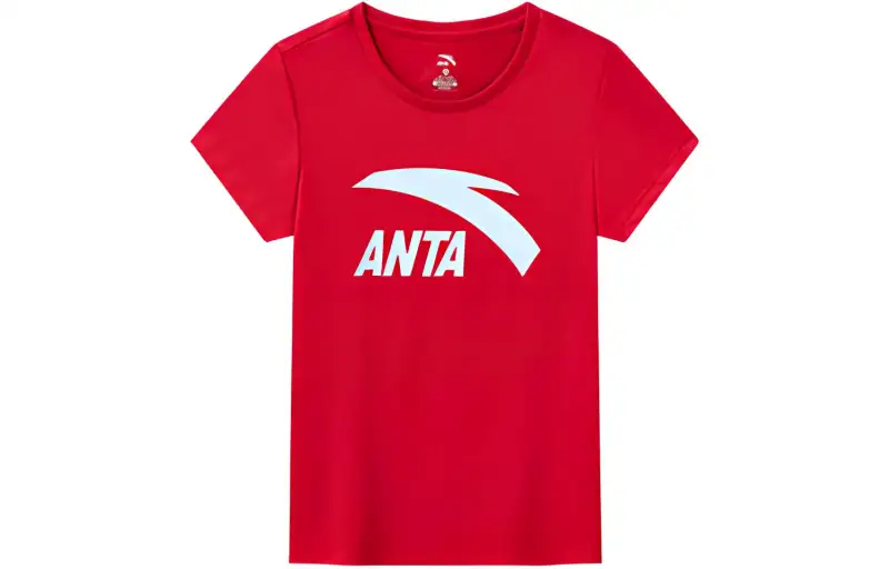 ANTA Life Collection T Shirts Women's Red Crew Neck Moderate