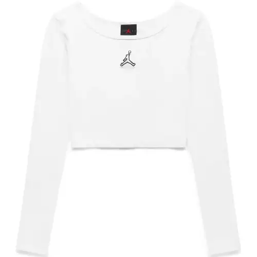 Jordan Flight Crop Tops Women's White Crew Neck Moderate