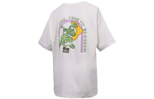 Converse PLANTOPIA Drop Shoulder Sleeve T Shirt Women's White