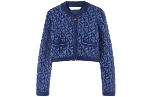 Palm Angels monogram-jacquard zip-up cardigan