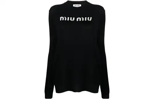 MIU MIU Sweaters Women's Black Crew Neck Moderate Other