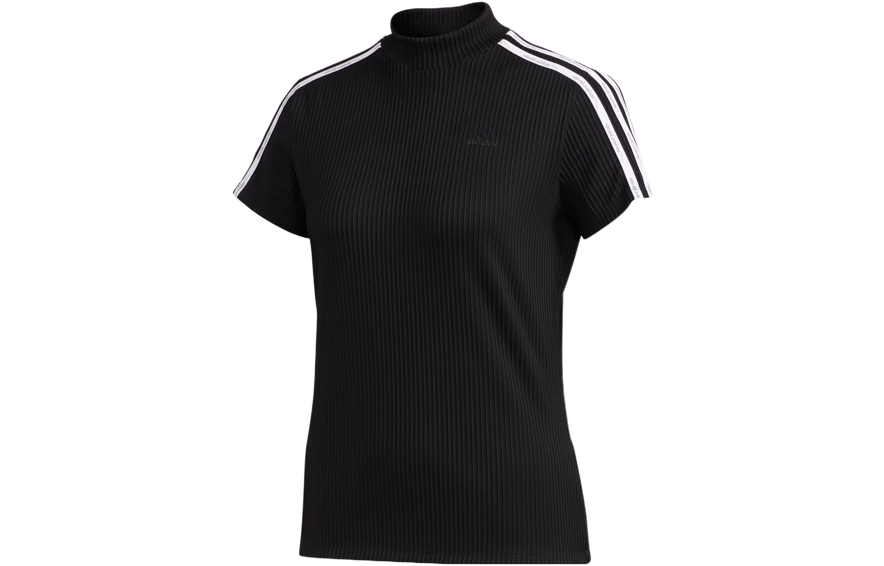 Adidas, sports black T-shirt, logo embroidery service, with short sleeve
