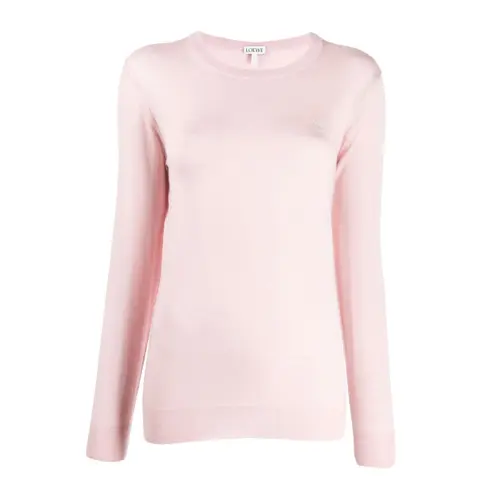 LOEWE Crew Neck Slim Fit Long Sleeved Sweater Women's Pink