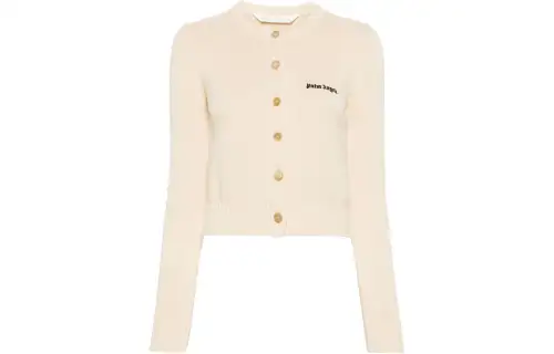PALM ANGELS Logo embroidered Cropped Cardigan