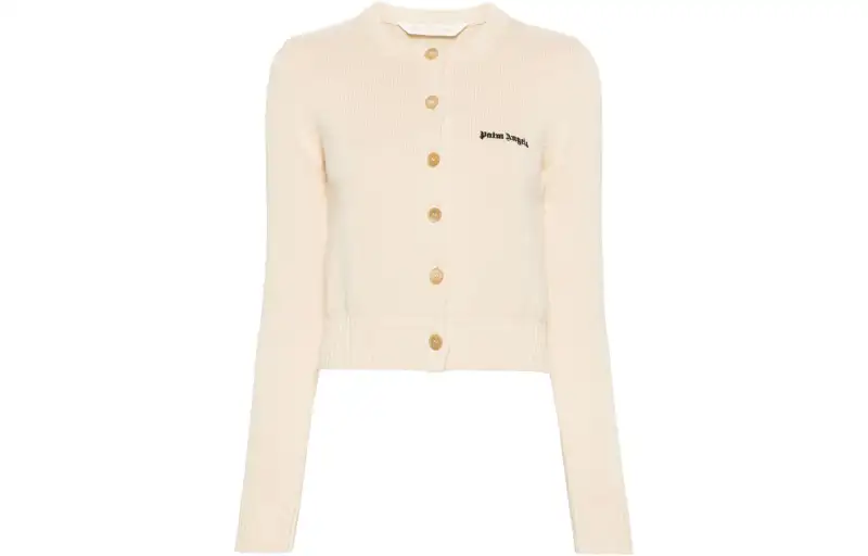 PALM ANGELS Logo embroidered Cropped Cardigan