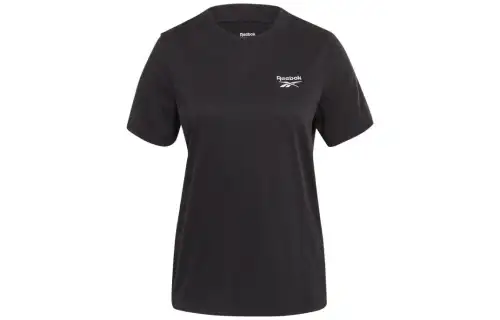 Reebok T Shirts Women's Black Crew Neck Moderate Straight Fit