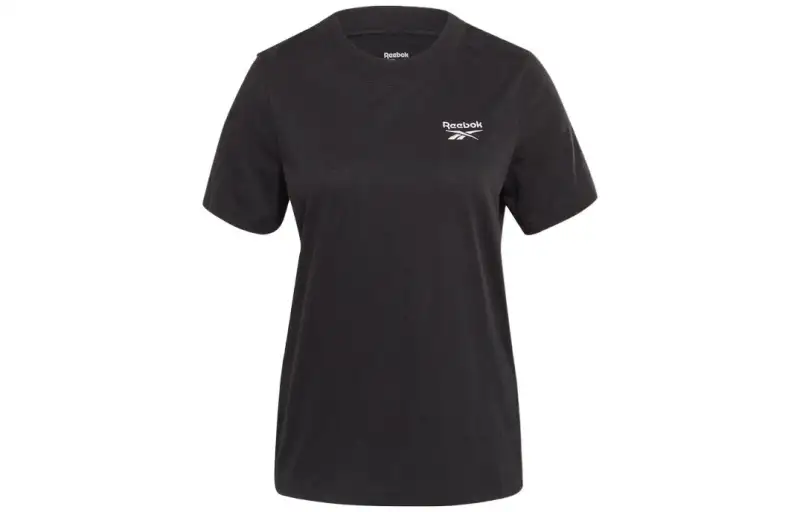 Reebok T Shirts Women's Black Crew Neck Moderate Straight Fit
