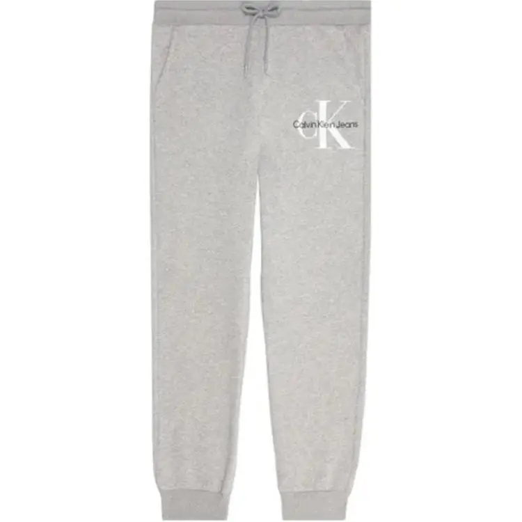CALVIN KLEIN Letter Minimalist Style Comfortable Versatile Fleece Lined Casual Pants Men's Light Gray