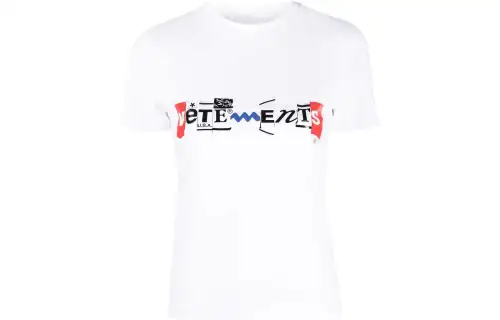 Vetements T Shirts Women's White Crew Neck Moderate Straight Fit