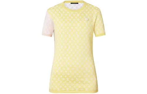 LOUIS VUITTON New Quarterly Products Of LV T Shirts Women's Yellow Crew Neck Moderate Straight Fit