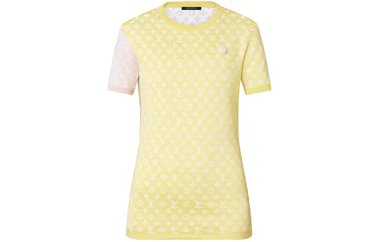 LOUIS VUITTON New Quarterly Products Of LV T Shirts Women's Yellow Crew Neck Moderate Straight Fit