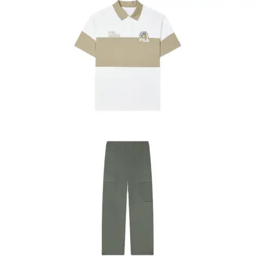 FILA Casual Sportswear Men's Cloud White+Stone Mill Green