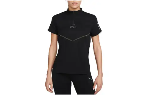 Nike T Shirts Women's Black Crew Neck Moderate Straight Fit