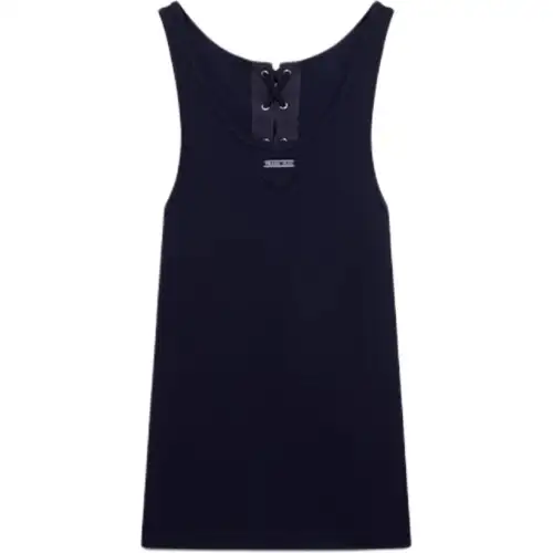Prada Triangle-Patch Scoop Neck Tank Top