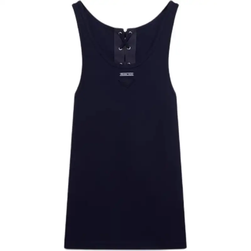 Prada Triangle-Patch Scoop Neck Tank Top