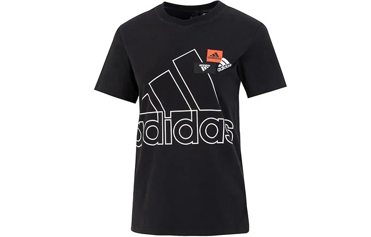 Adidas T-Shirts Women's Black Crew Neck Moderate Straight Fit
