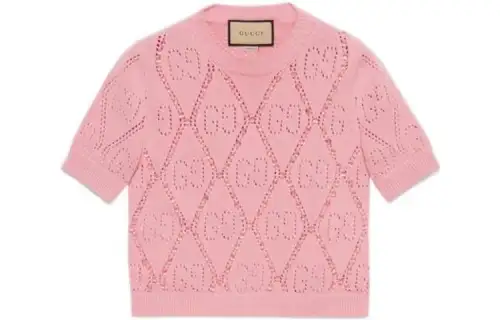 GUCCI T Shirts Women's Pink Crew Neck Moderate Straight Fit
