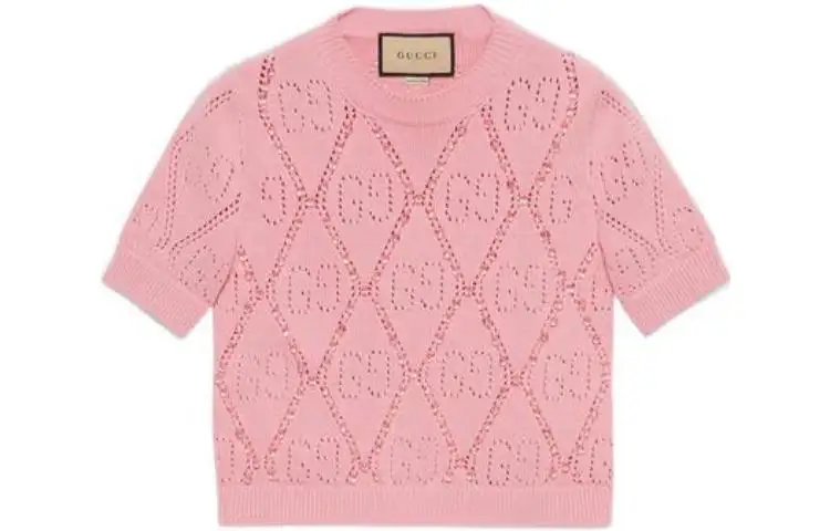 GUCCI T Shirts Women's Pink Crew Neck Moderate Straight Fit
