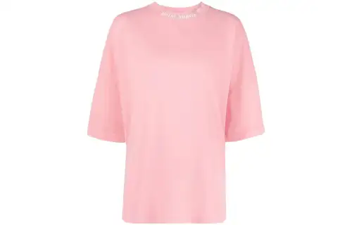 PALM ANGELS T Shirts Women's Pink Crew Neck Moderate Straight Fit