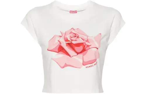 KENZO Rose-print Cotton T-shirt