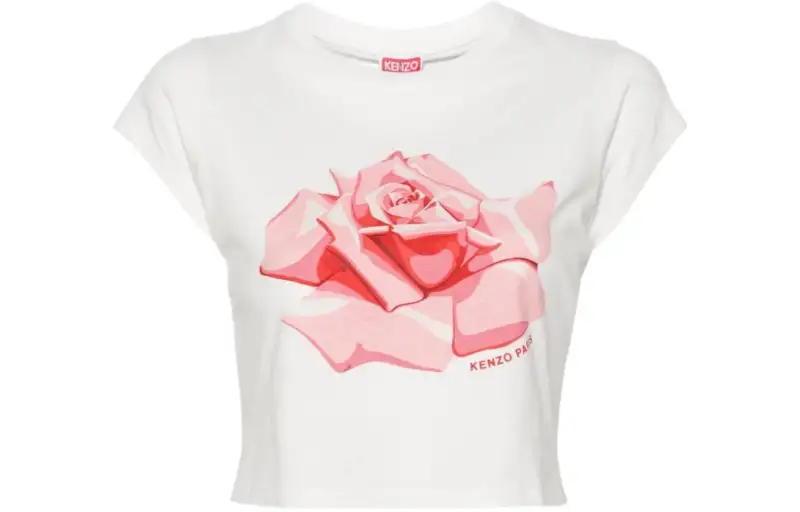 KENZO Rose-print Cotton T-shirt