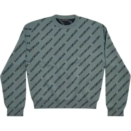 Balenciaga Mirror Mini Allover Logo Sweater Grey