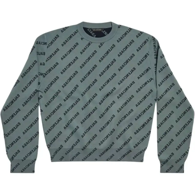 Balenciaga Mirror Mini Allover Logo Sweater Grey