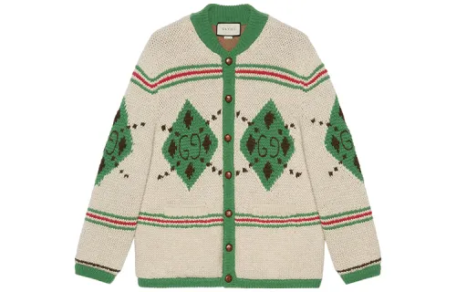 GUCCI Sweaters Women's Ivory White Crew Neck Moderate Straight Fit