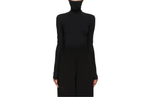 Balenciaga T Shirts Women's Black Turtleneck Moderate Straight Fit
